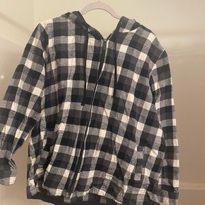 44 North Black and White Plaid Zip-Up Hoodie